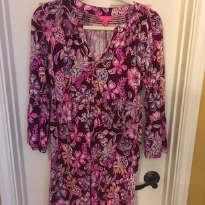 Lilly Pulitzer Floral Pink and Purple Dress S